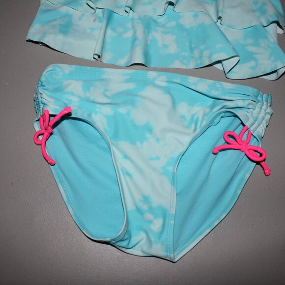 Blue & White 2 Pcs Justice Tankini Swimsuit Size 14 - Picture 4 of 11